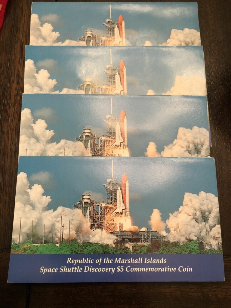 Read more about the article (4) 1988 REPUBLIC OF MARSHALL ISLANDS SPACE SHUTTLE $5 COMMEMORATIVE COINs