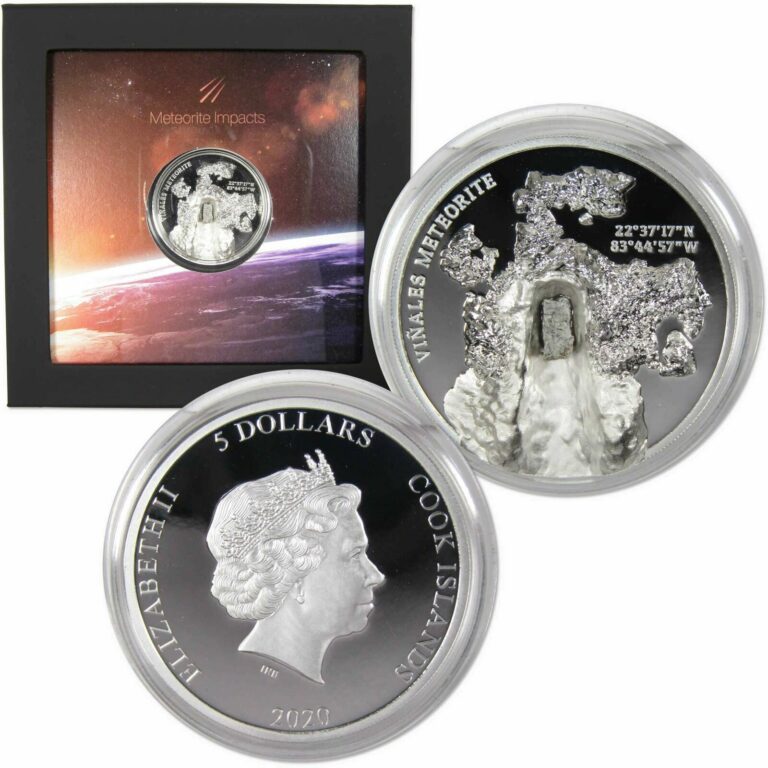 Read more about the article 2020 Cook Islands Vinales Meteorite 1 oz .999 Fine Silver $5 Proof Coin COA