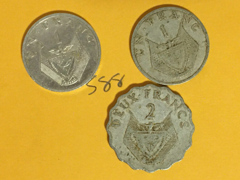 Read more about the article 🇷🇼 (3) Rwanda Coins: 1985 and 1986 1 Franc; 1970 2 Francs 🇷🇼🇷🇼