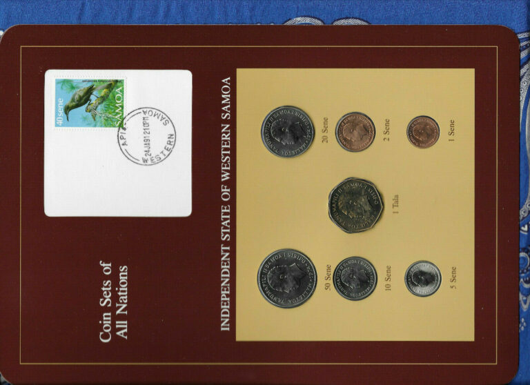 Read more about the article Coin Sets of All Nations W. Samoa UNC 1 2 5 10 20 50 Sene 1974 Tala 1984 24JA91