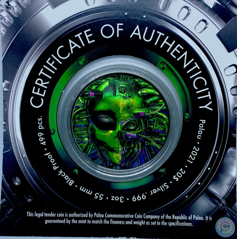 Read more about the article 2021 Palau $20 The Alien Cyborg Revolution 3 oz Black Proof Silver Coin