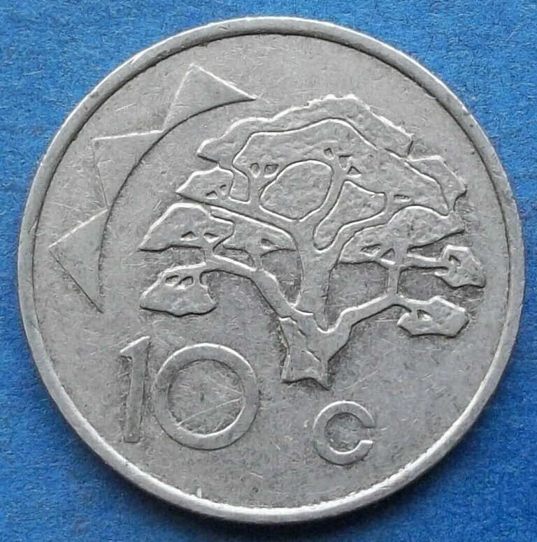 Read more about the article NAMIBIA – 10 cents 1996 “camelthorn tree” KM# 2 – Edelweiss Coins