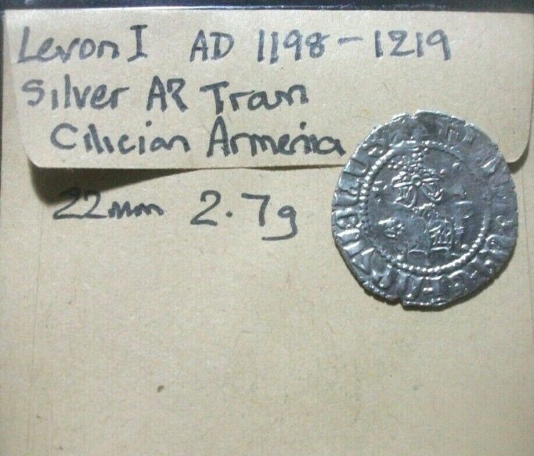 Read more about the article Cilician Armenia Silver Tram  Levon I  1198 – 1216  Crusader Coin 22mm 2.7g