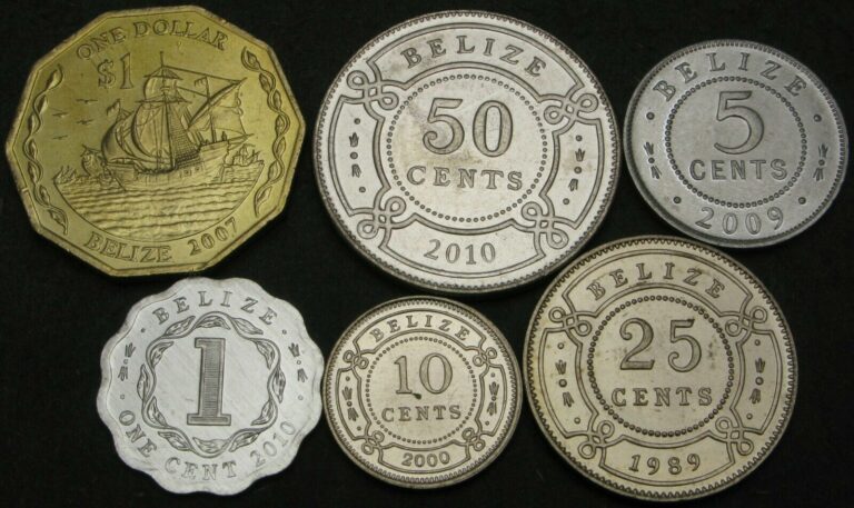 Read more about the article BELIZE 1 Cent / 1 Dollar 1989 / 2010 – Lot of 6 Coins – UNC *