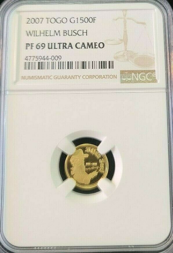 Read more about the article 2007 TOGO GOLD 1500 FRANCS G1500F WILHELM BUSCH NGC PF 69 ULTRA CAMEO TOP POP