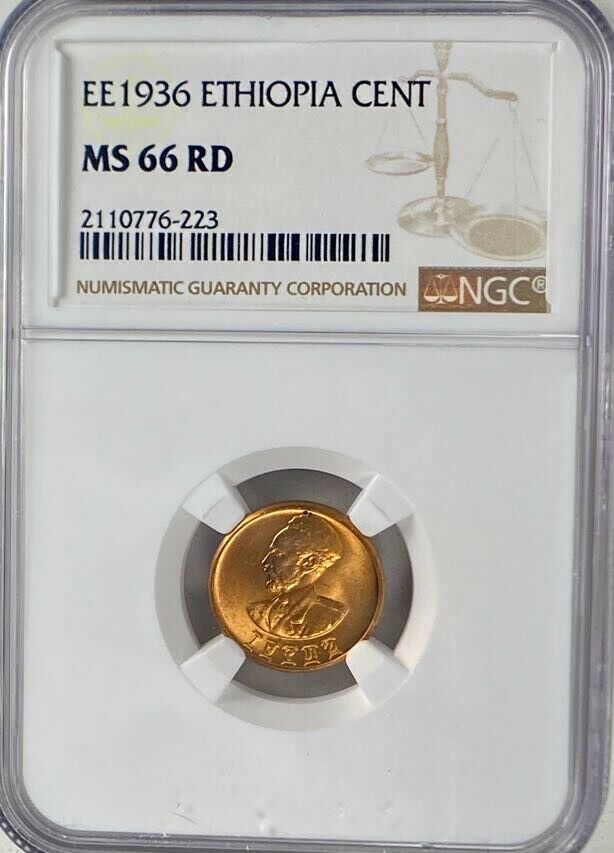 Read more about the article EE 1936 ETHIOPIA CENT NGC MS 66 RD UNC BU ONLY 2 GRADED HIGHER WORLWIDE