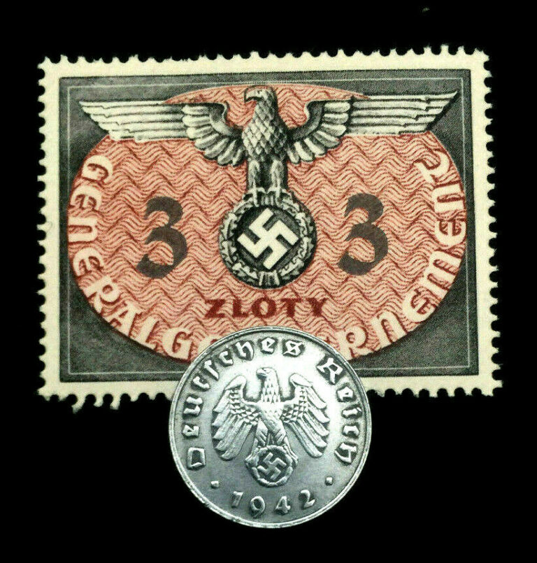 Read more about the article Rare Old WWII German War 1 Rp Coin and 3 Zolty Stamp World War 2 Artifacts