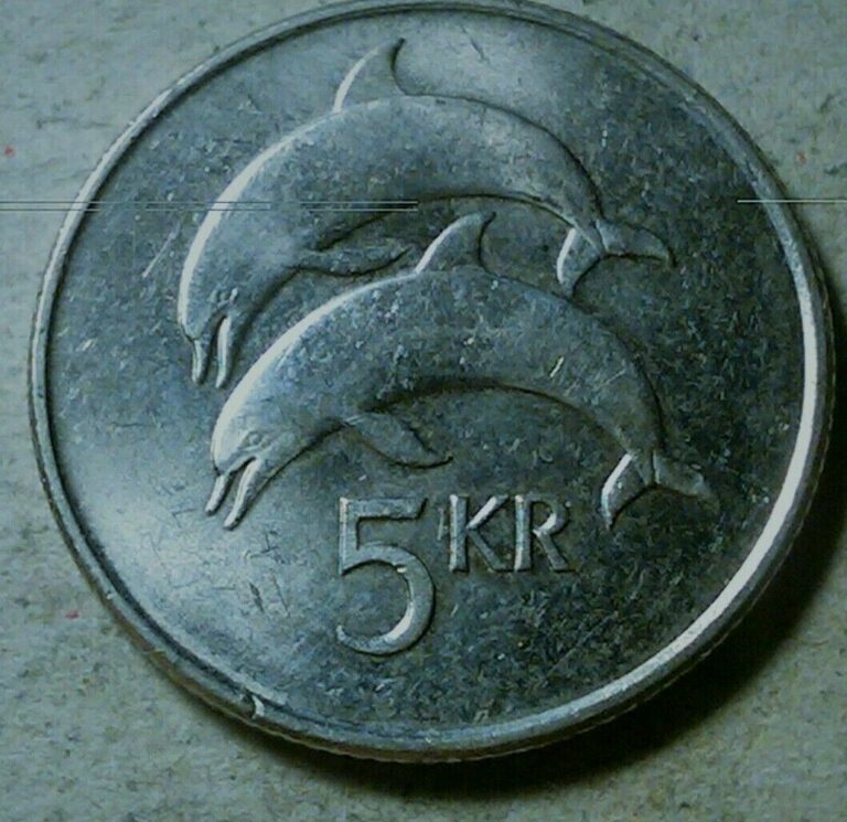 Read more about the article Iceland 5 kronur 2005 dolphins coin