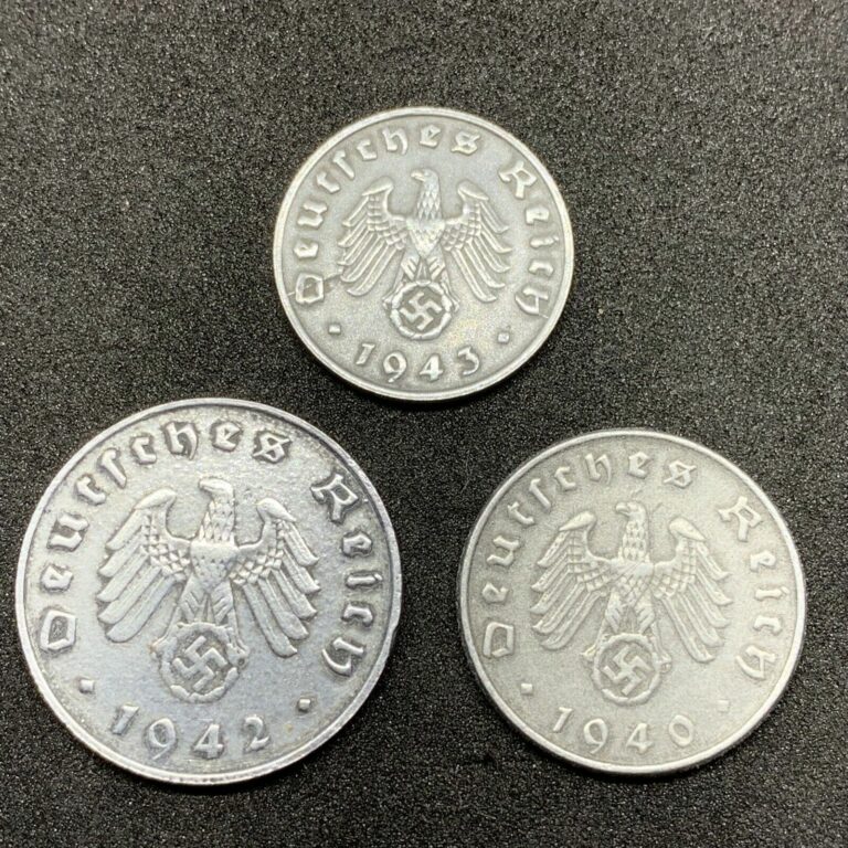 Read more about the article Third Reich Coin Lot Rare World War 2 German Zinc 1 5 and 10 Reichspfennig Coins