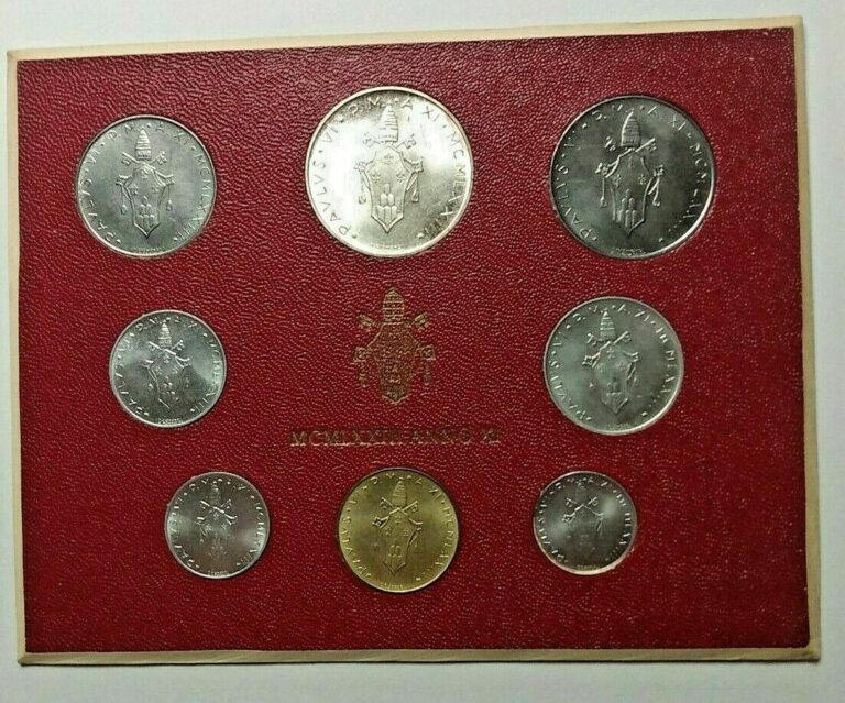 Read more about the article 1973 Vatican City 8 Coin Mint Set. With Silver 500 Lire Pavlus VI