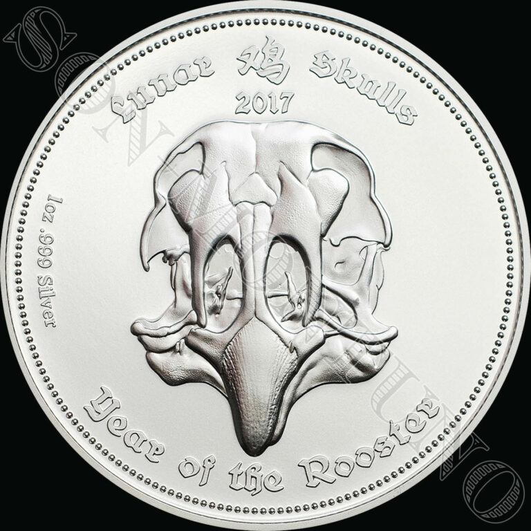 Read more about the article 2017 LUNAR SKULLS – Chinese Year of the Rooster – 1oz Matte-Proof BU Coin GABON