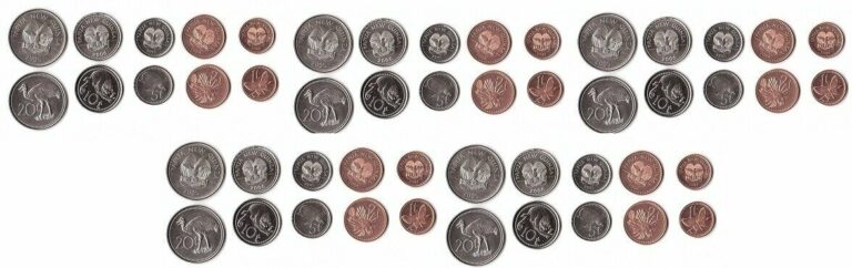 Read more about the article Papua New Guinea – 5 pcs x set 5 coins 1 2 5 10 20 Toea 2004 – 2006 UNC