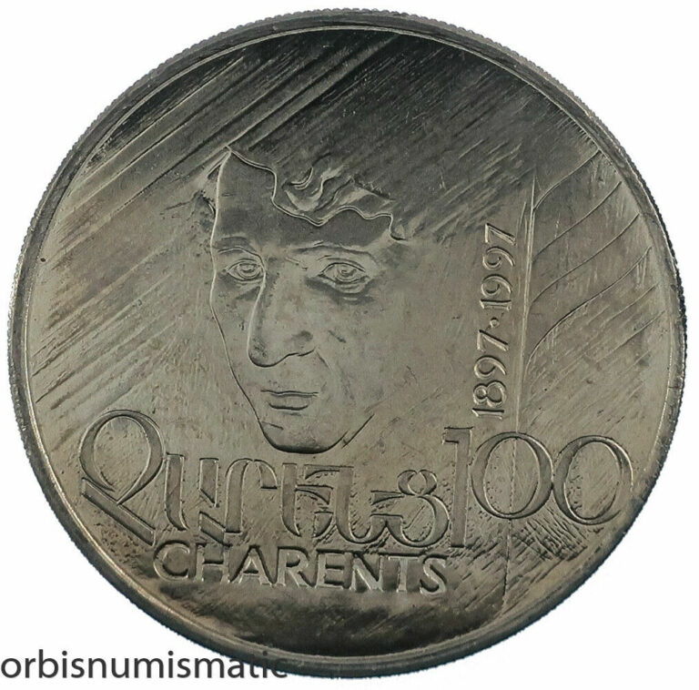 Read more about the article 1997 ARMENIA 100 DRAM POET YEGHISHE CHARENTS COMMEMORATIVE GEM UNC NEW COIN G280