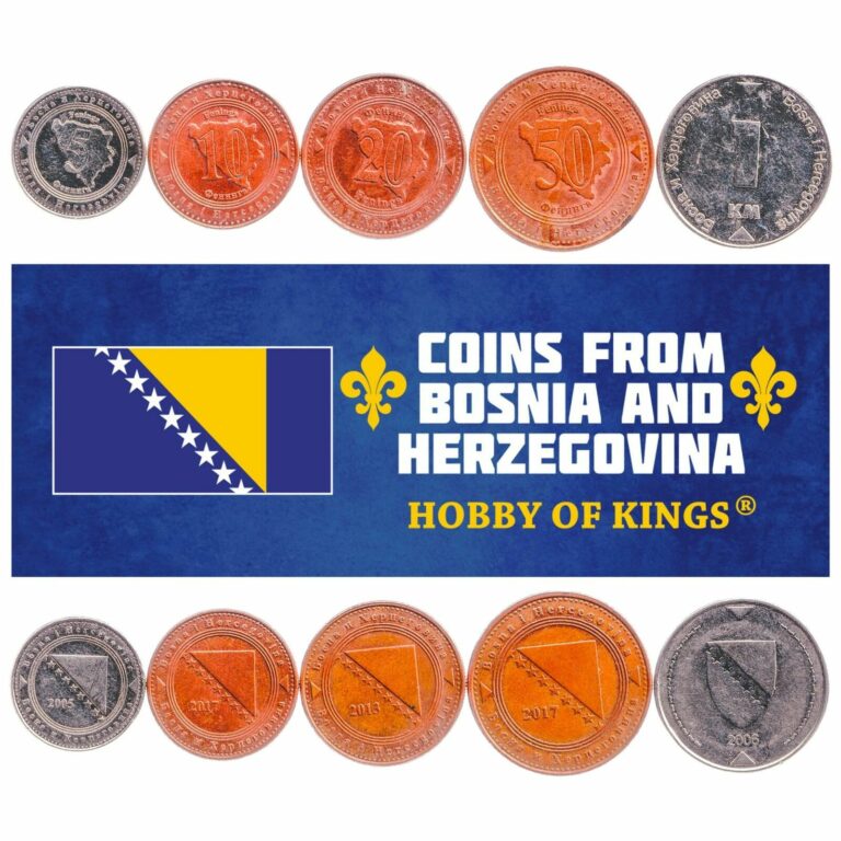 Read more about the article 5 COINS FROM BOSNIA AND HERZEGOVINA: 5  10  20  50 FENINGA  1 MARKA 1998-2019