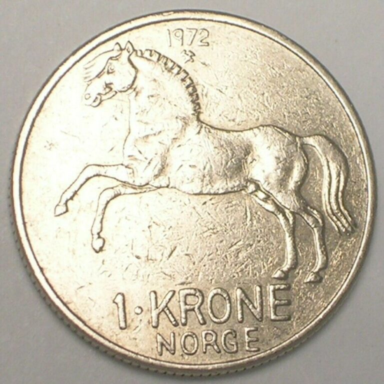 Read more about the article 1972 Norway Norwegian One 1 Krone Horse King Olav Coin VF+