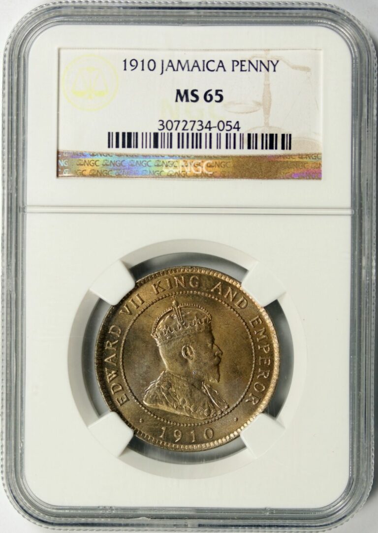 Read more about the article 1910 Jamaica Penny NGC MS65