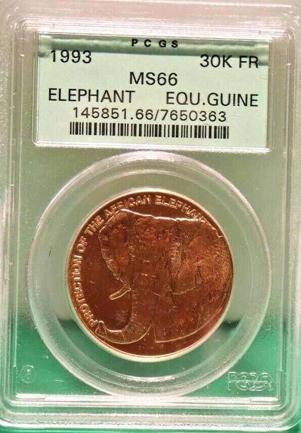 Read more about the article 1993 1 oz Gold Equatorial Guinea Elephant Coin PCGS MS66 30000 Francos