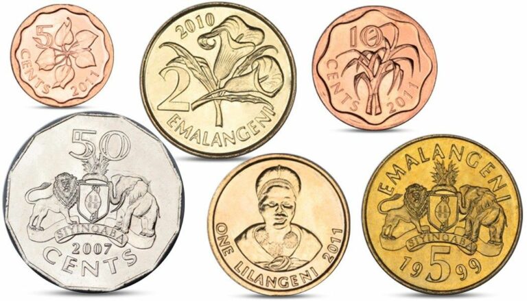 Read more about the article SWAZILAND 6 COINS CURRENCY SET 5  10  50 CENTS AND 1  2  5 EMALANGENI UNC