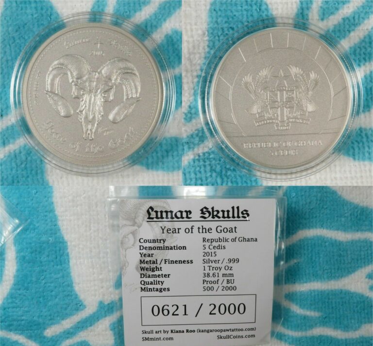 Read more about the article 2015 Ghana Palau Year of the Goat Skull 1 oz .999 Silver Coin in Capsule w COA