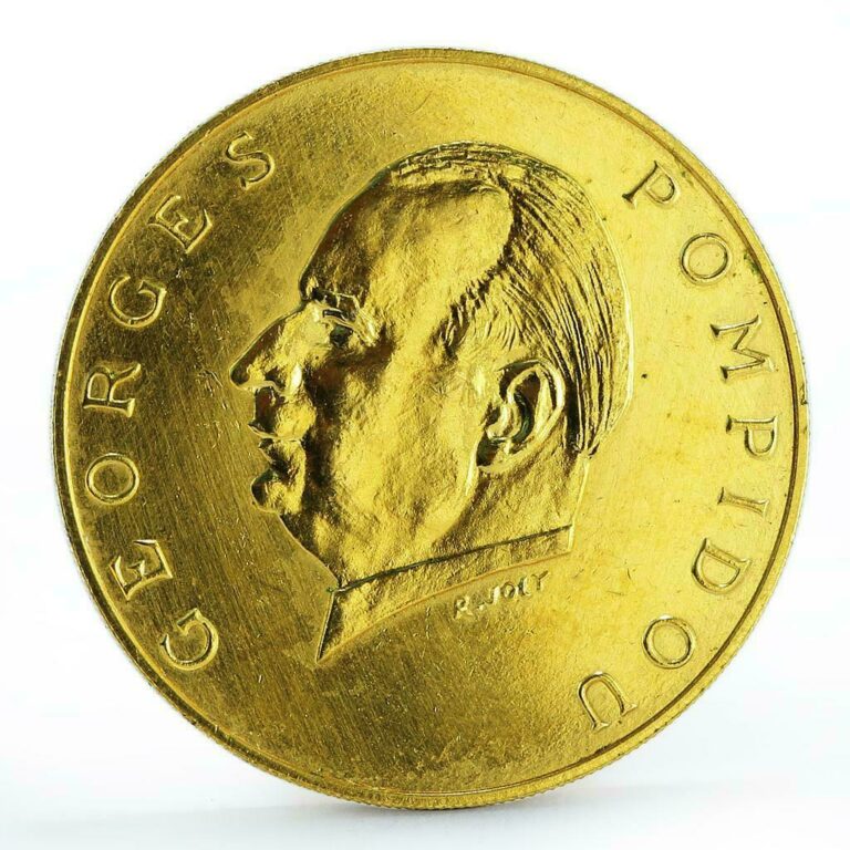 Read more about the article Gabon 5000 francs President Georges Pompidou Visit essai brass coin 1971