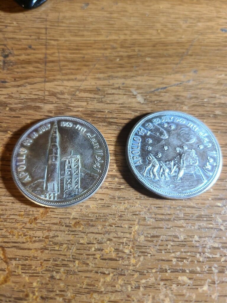 Read more about the article 2 Yemen 1969 Apollo 11 Cape Kennedy and Moon Landing coins 2 riyals silver