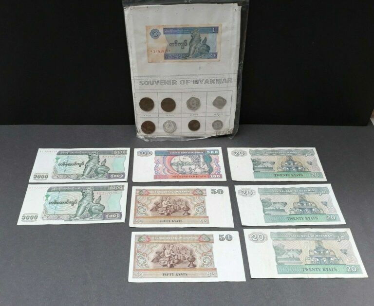 Read more about the article Vintage Souvenir Myanmar Coin Set Kyat Pyas Plus Currency Notes