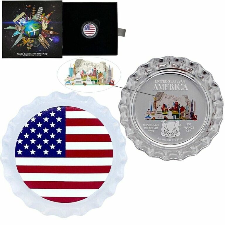 Read more about the article 2022 Chad 6 gram World Landmarks – USA Bottle Cap Proof Silver Coin .999 (w/Box)