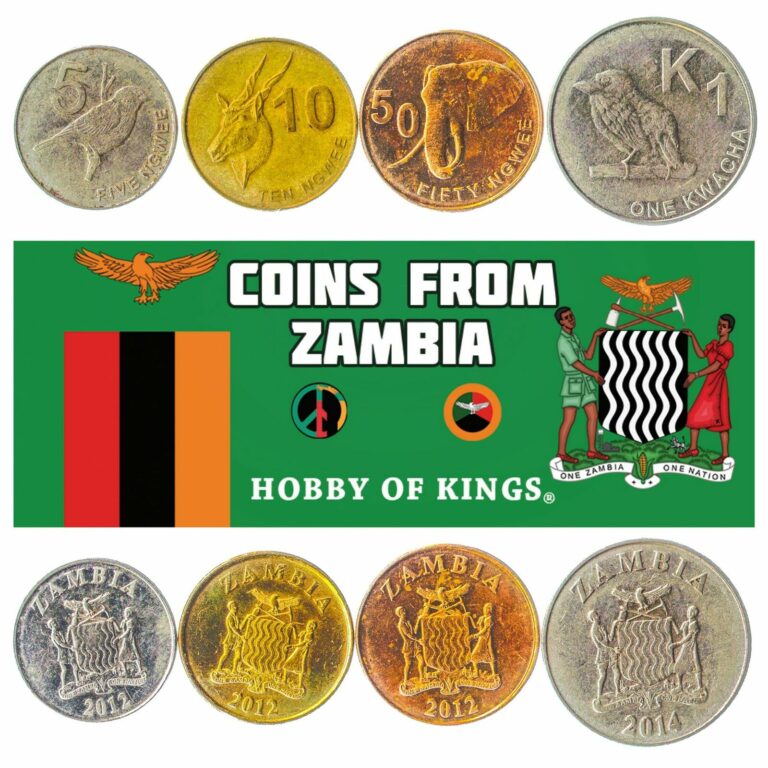 Read more about the article SET OF 4 COINS FROM ZAMBIA. 5  10  50 NGWEE 1 KWACHA. AFRICAN CURRENCY 2012-2017