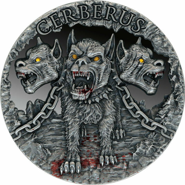 Read more about the article 2021 Cameroon 2000 Francs Cerberus Antiqued 2 oz .999 Silver Coin – 500 Made