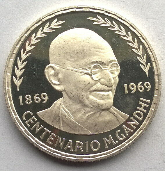 Read more about the article Equatorial Guinea 1970 Mahatma Gandhi 75 Pesetas Silver Coin