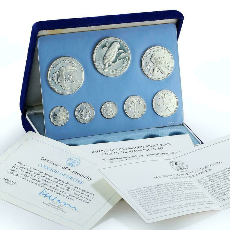 Read more about the article Belize set of 8 coins Belizian Birds Fauna proof silver coins 1982