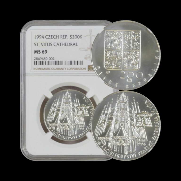 Read more about the article CZECH REPUBLIC. 1994  200 Korun  Silver – NGC MS69 – Top Pop 🥇 St. Vitus