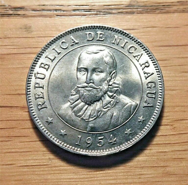 Read more about the article NICARAGUA – 1954 – 50 CENTAVOS DE CORDOBA – UNC.  BNN  ROYAL MINT KM#19.1  GTH 4