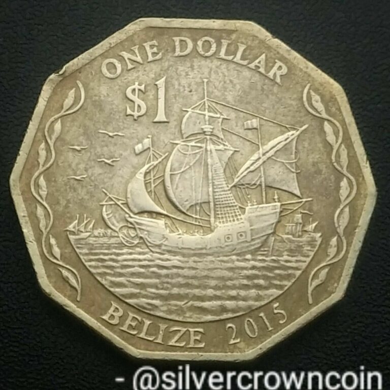 Read more about the article Belize 1 Dollar 2015. KM#99. 10-sided coin. Columbus 3 ships. Elizabeth ll.