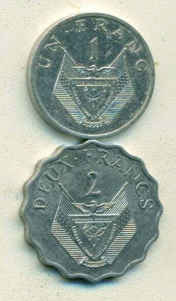 Read more about the article 2 DIFFERENT COINS from RWANDA – 1985 1 FRANC and 1970 2 FRANC