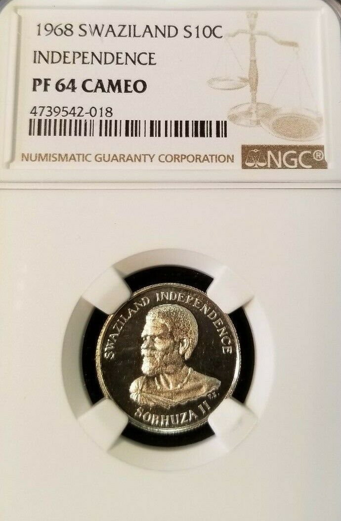 Read more about the article 1968 SWAZILAND SILVER 10 CENTS INDEPENDENCE NGC PF 64 CAMEO NICE FROSTY COIN