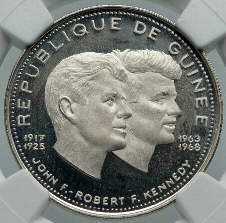 Read more about the article 1969 GUINEA w JFK and RFK John F. Kennedy Proof Silver 200 Francs Coin NGC i85994