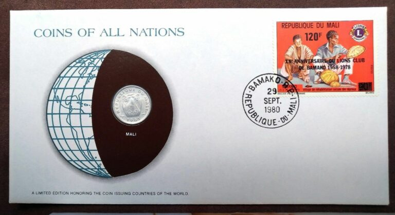 Read more about the article 1980 Postmarked Coins of All Nations PNC with Mint state coin   Mali