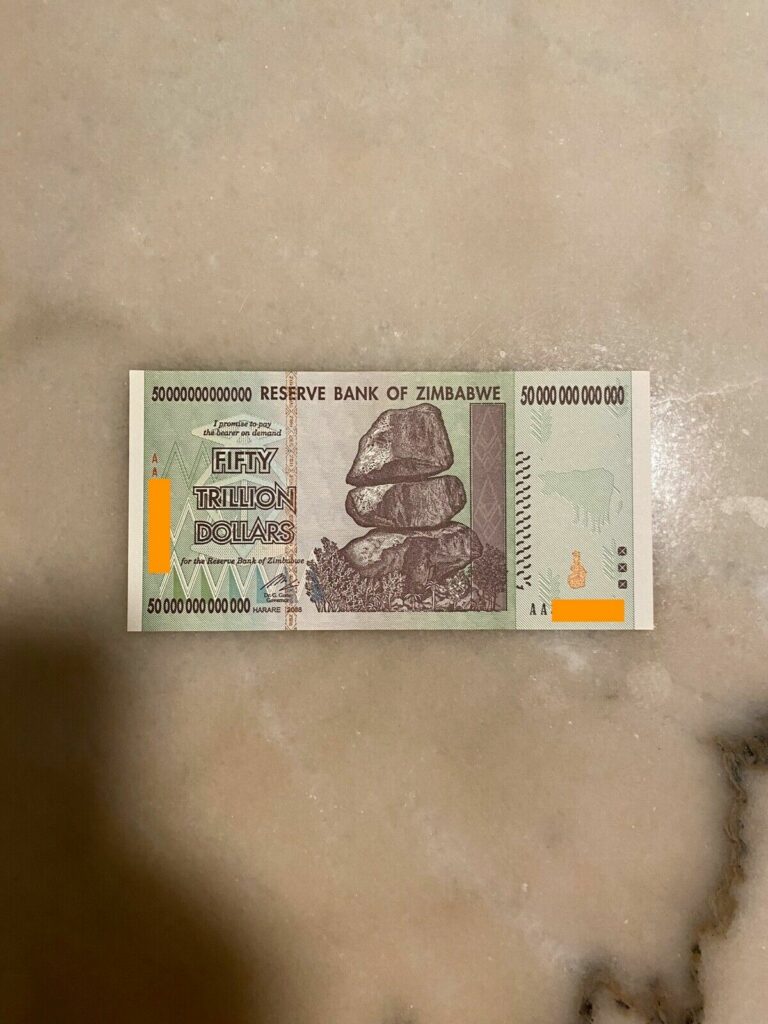 Read more about the article Zimbabwe Banknote  $50 Trillion Dollars  AA Series  2008 – UNC – Authentic!