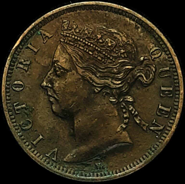 Read more about the article Mauritius (Africa) 1890-H Bronze 2 Cents AU Coin Queen Victoria