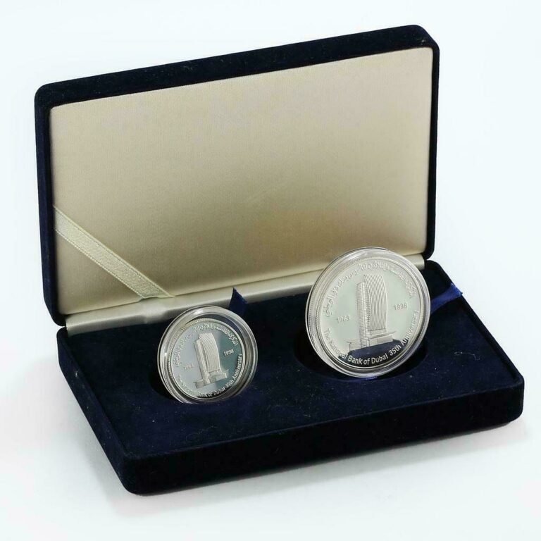 Read more about the article United Arab Emirates set of 2 coins National Bank of Dubai proof silver 1998