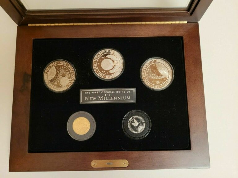 Read more about the article 2000 FRANKLIN MINT KIRIBATI FIRST COINS OF NEW MILLENIUM GOLD  PLATINUM  SILVER