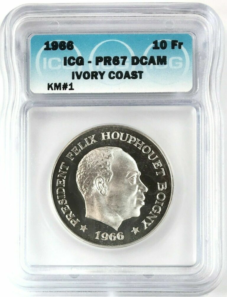 Read more about the article 1966 Ivory Coast 10 Francs Silver Proof Coin ICG PR67 Deep Cameo