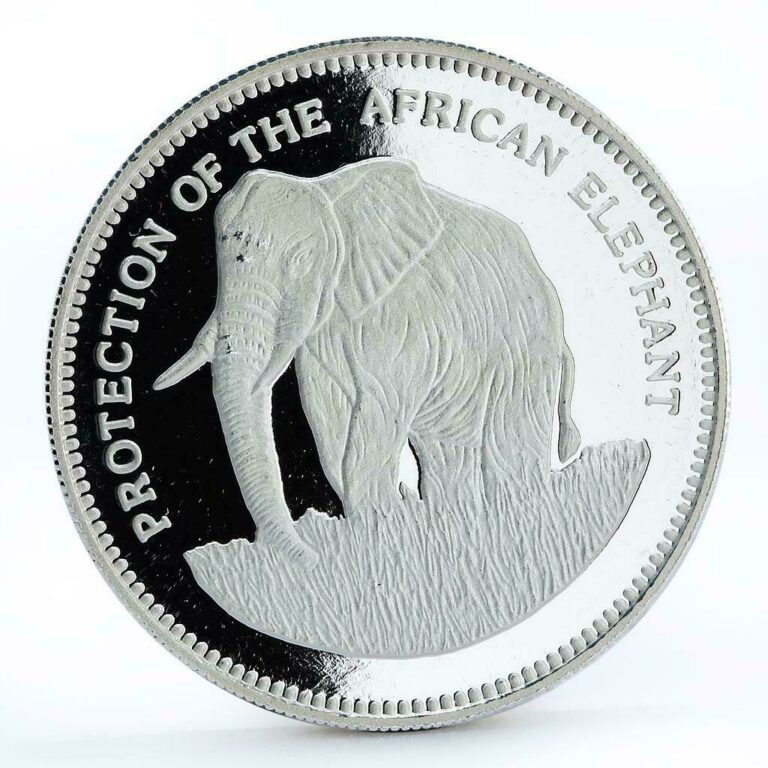 Read more about the article Equatorial Guinea 7000 francos Protect the African Elephant silver coin 1993