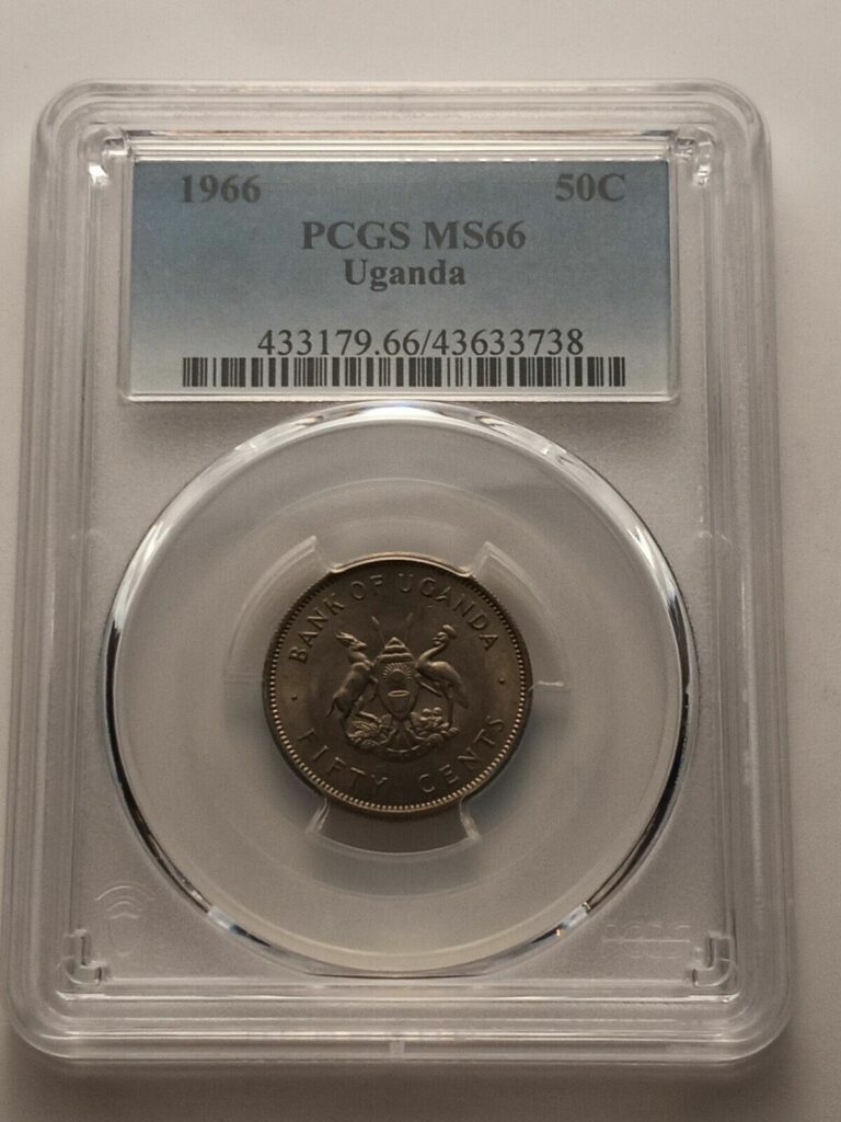 Read more about the article 1966 Uganda 50 cents coin  PCGS Rated MS 66