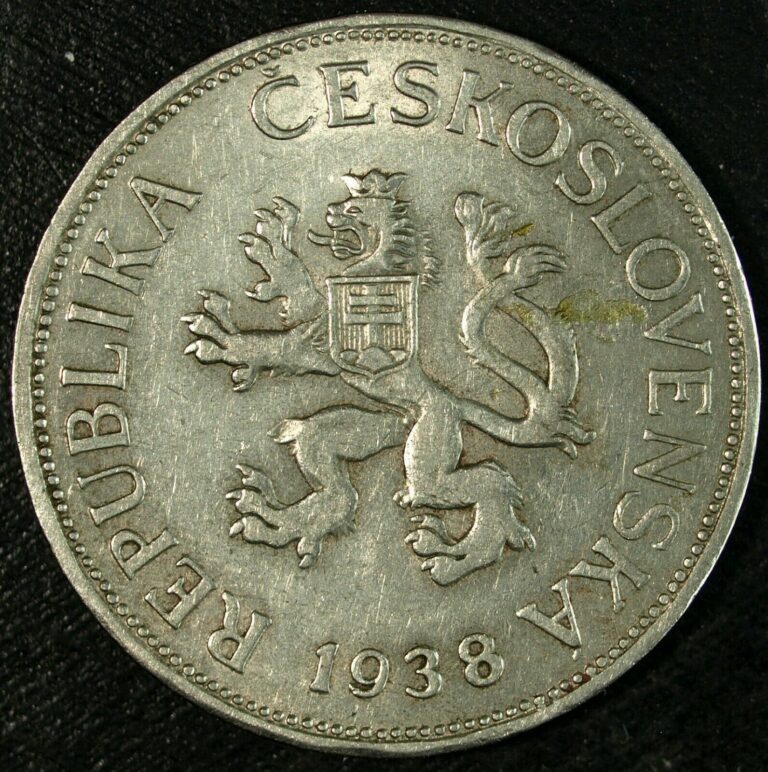 Read more about the article 1938 First Republic Czechoslovakia 5 Koruna ☆☆ Great Set Fillers 268