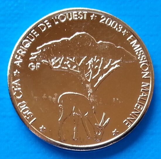 Read more about the article Mali 1500 CFA francs 2003 UNC Deer Elephant unusual coin