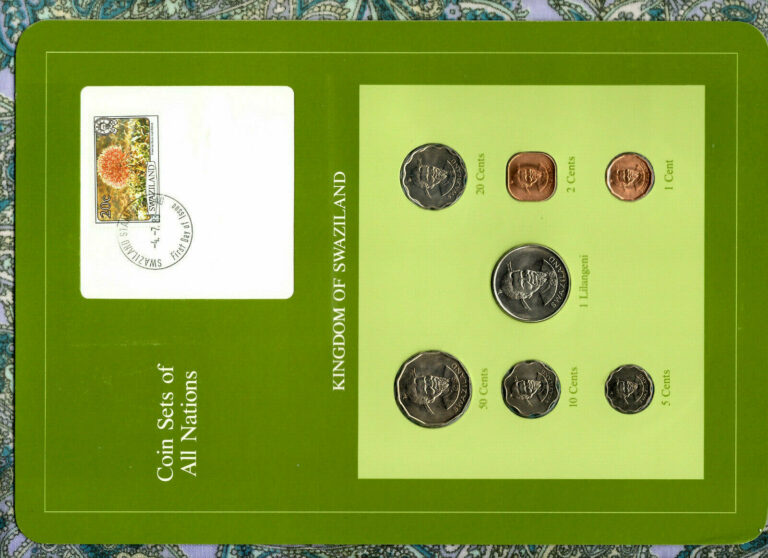 Read more about the article Coin Sets of All Nations Swaziland 1975-1982 UNC 1 Lilangeni 1981 10 cents 1975