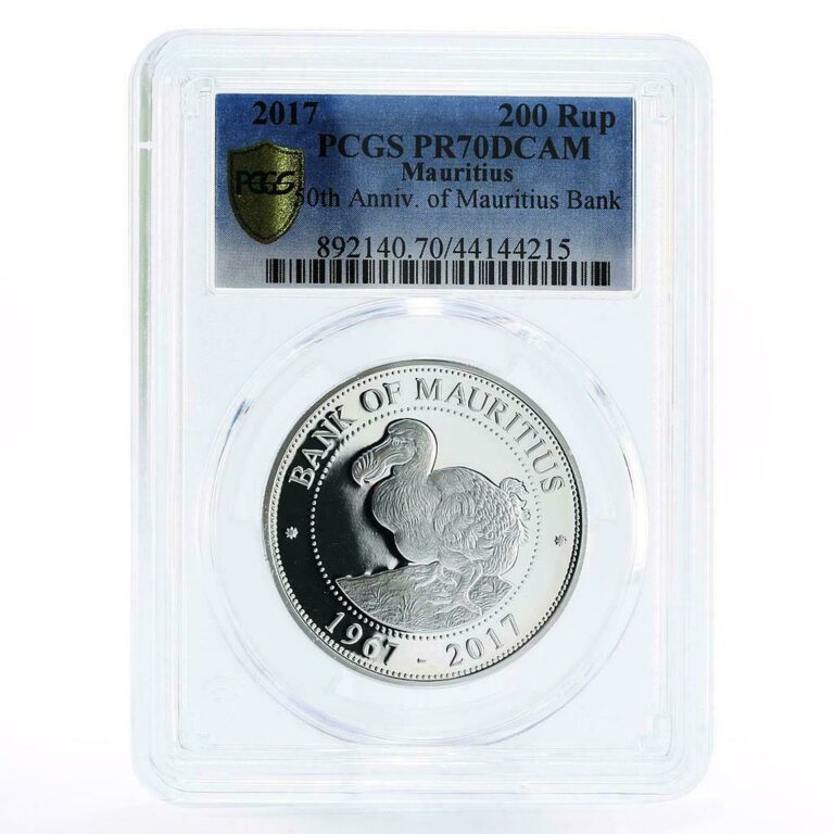 Read more about the article Mauritius 200 rupees National Bank Dodo Bird PR70 PCGS silver coin 2017