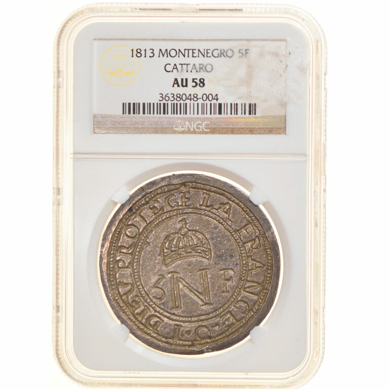 Read more about the article [#905657] Coin  Montenegro  CATTARO  5 Francs  1813  Siège  NGC  AU58